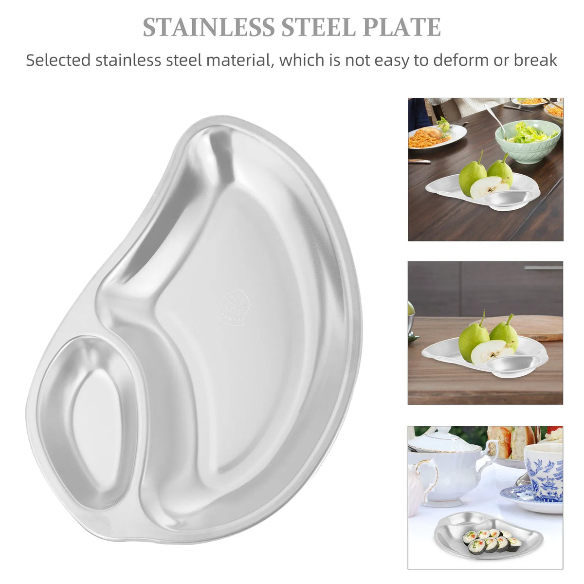 Mango Shape Stainless Steel Dipping & Snack Serving Plate Dipping Serving Plate SWANS
