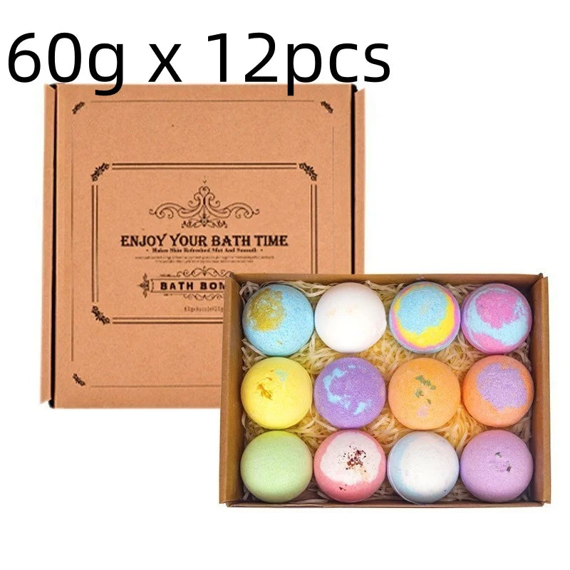 12-Pack Essential Oil Bath Bombs – Exfoliating & Moisturizing Bath Bombs Set SWANS 12pcs 60g 20g