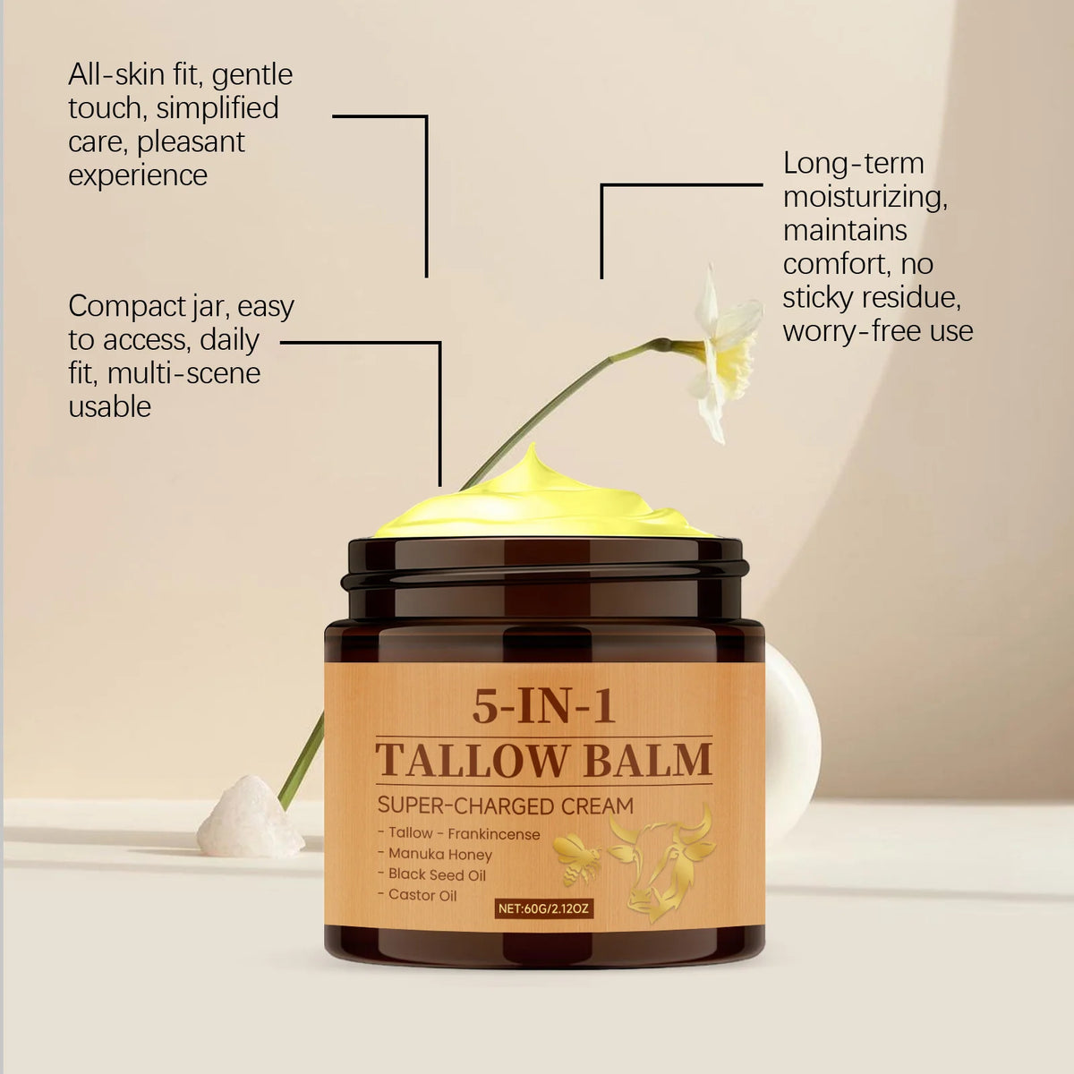 Whipped Tallow & Honey Balm – 5-in-1 Face & Body Moisturizer Skin Balm Moisturizer SWANS
