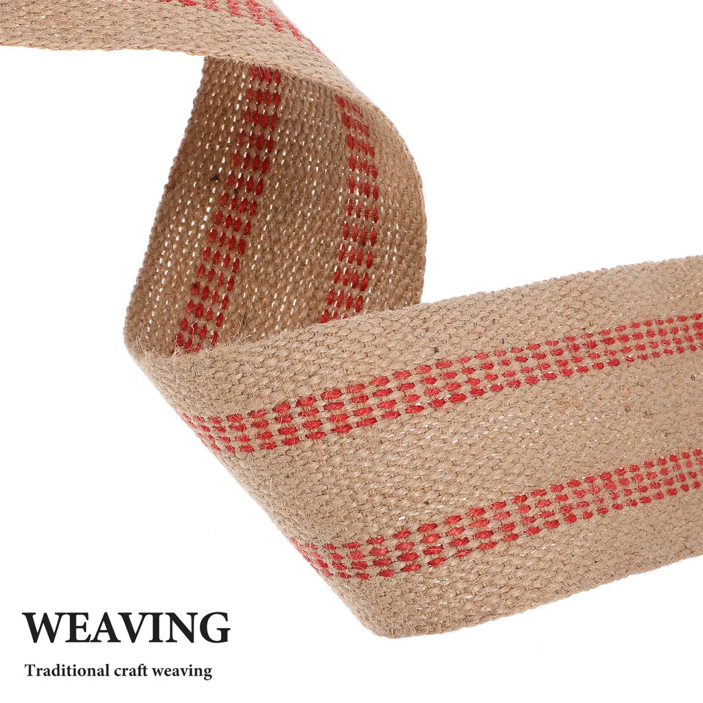 10M Red Striped Jute Webbing Tape – Chair & Upholstery Ribbon Jute Webbing Tape SWANS