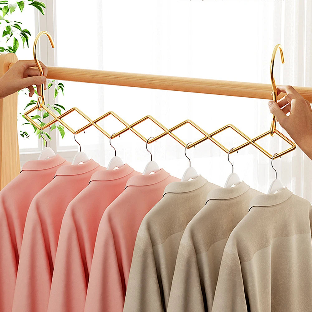 Stainless Steel 7-Hook Folding Space-Saving Clothes Hanger 2-Pack Folding Clothes Hanger SWANS