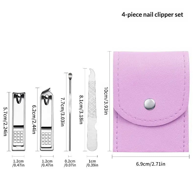 4-Piece Stainless Steel Manicure & Pedicure Set with Pouch Manicure Pedicure Set SWANS A4
