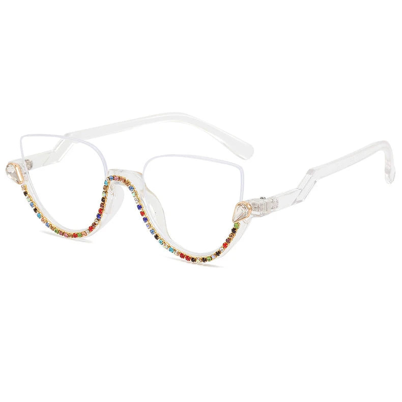 Women's Vintage Cat Eye Blue Light Blocking Glasses | Half Frame Blue Light Glasses SWANS C2