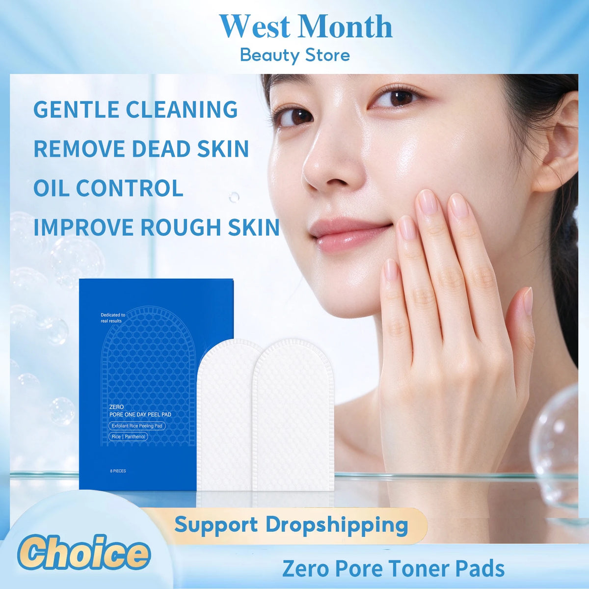 Zero Pore Dual-Texture Exfoliating Cotton Pads – 8pc Set Exfoliating Face Pads SWANS