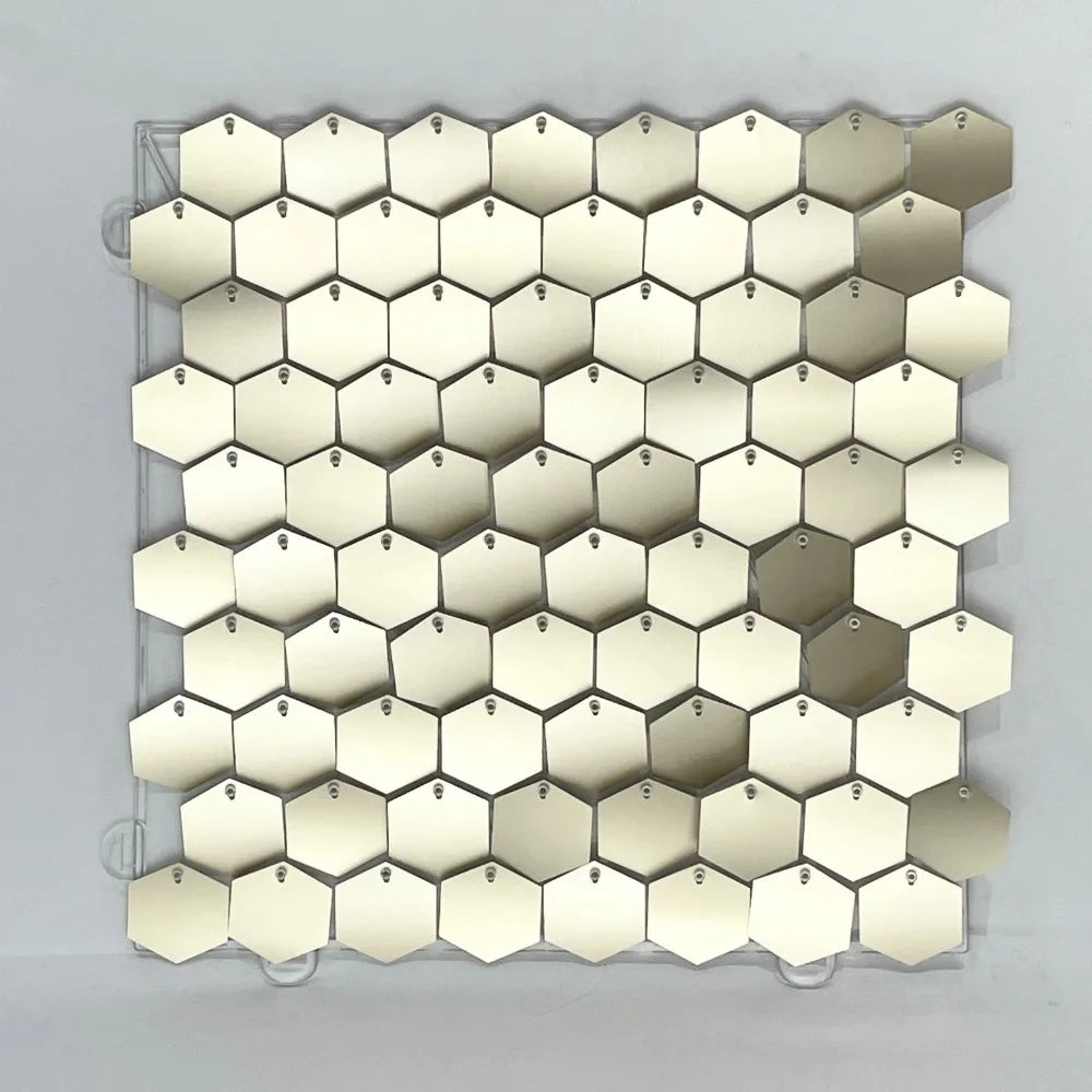 Glitter Sequin Backdrop Hexagon Panel – Silver & Gold 30x30cm Party Backdrop Panel SWANS