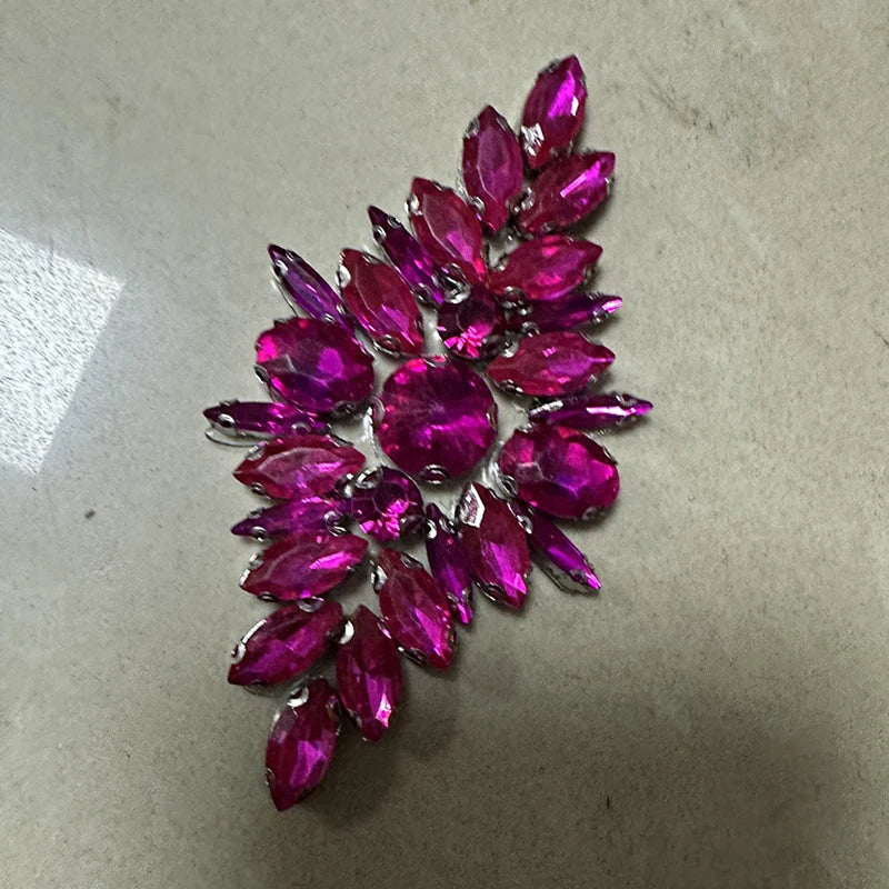Floral Rhinestone Iron-On Applique – Crystal Beaded Patch Rhinestone Iron-On Patch SWANS A13