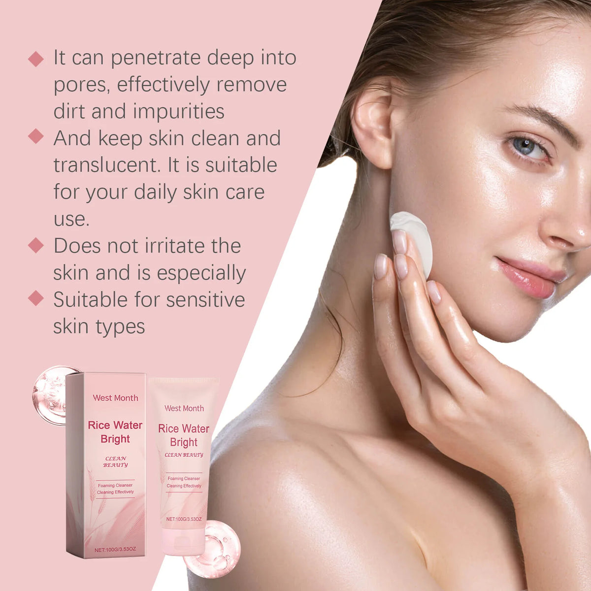 WEST MONTH Rice Water Foaming Face Cleanser 100g Foaming Face Cleanser SWANS