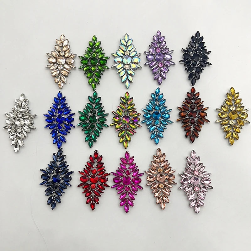 Floral Rhinestone Iron-On Applique – Crystal Beaded Patch Rhinestone Iron-On Patch SWANS
