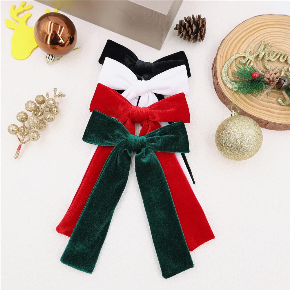 Long Tail Velvet Bow Hair Clips – Girls, Kids & Moms Velvet Bow Hair Clip SWANS