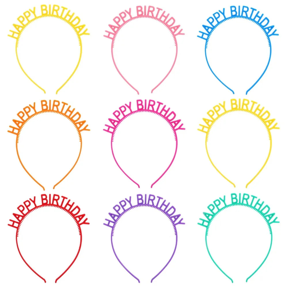 6-Pack Happy Birthday Letter Headbands | Colorful Party Props Party Headband Set SWANS