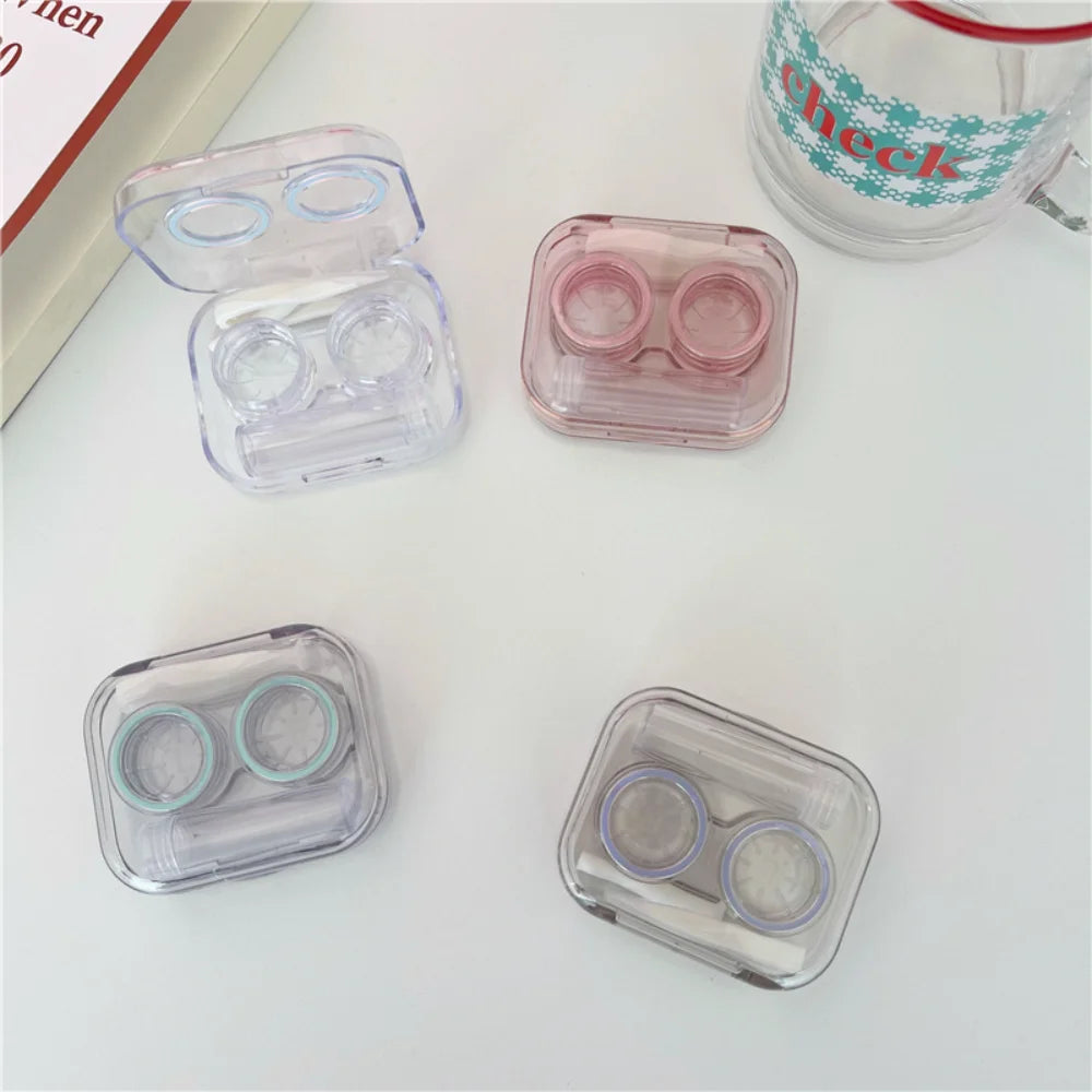 Transparent Contact Lens Case with Mirror, Tweezers & Bottle Contact Lens Case SWANS