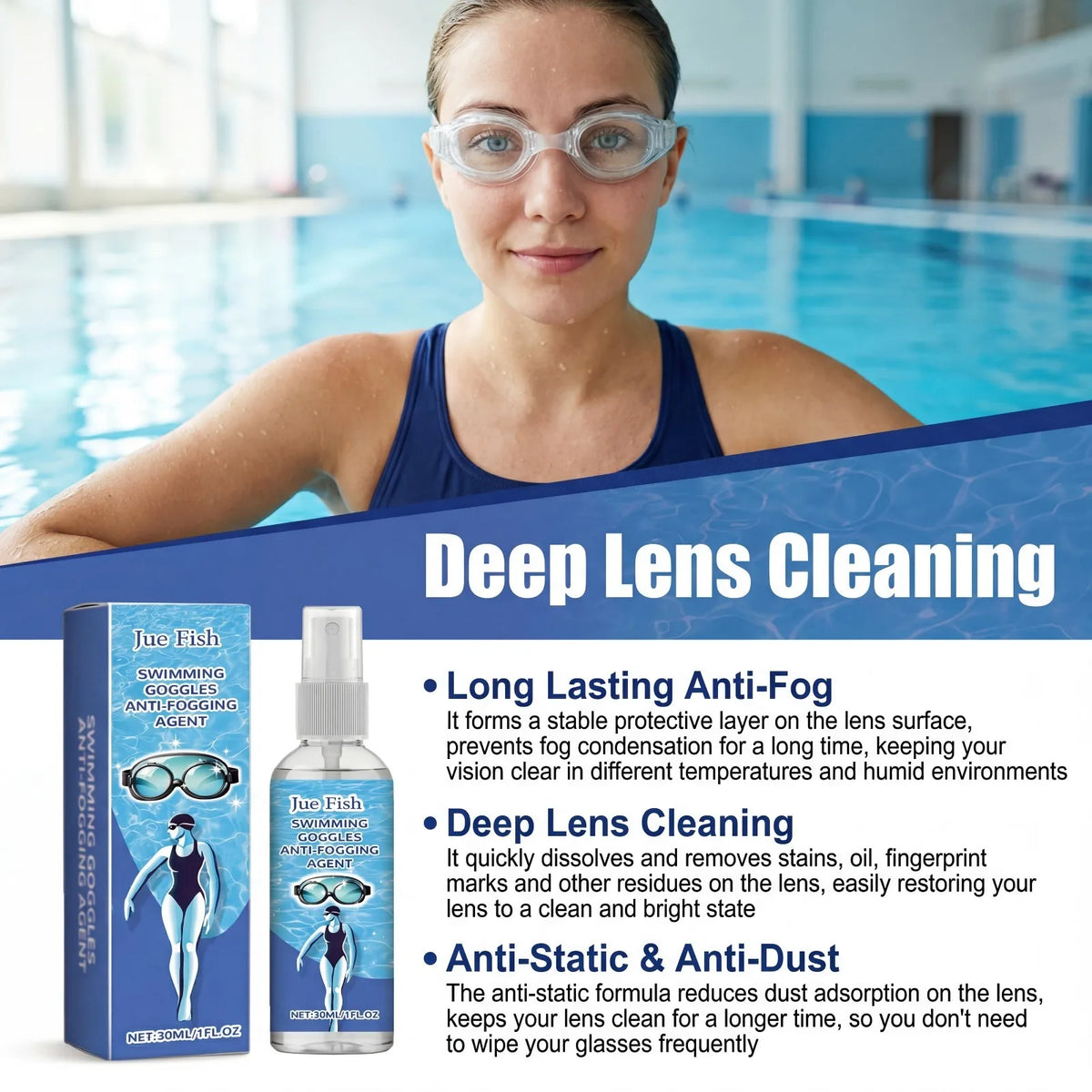 SWANS Anti-Fog Spray for Swim Goggles & Dive Masks 30ml Lens Defogger Spray SWANS