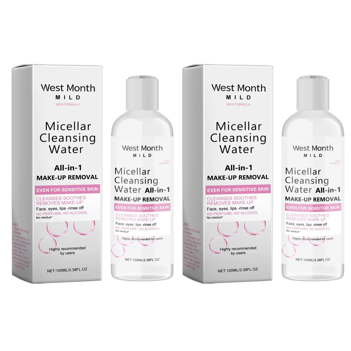 WEST MONTH Micellar Water Makeup Remover 100ml – Face Cleanser Micellar Cleansing Water SWANS 200ml boxed