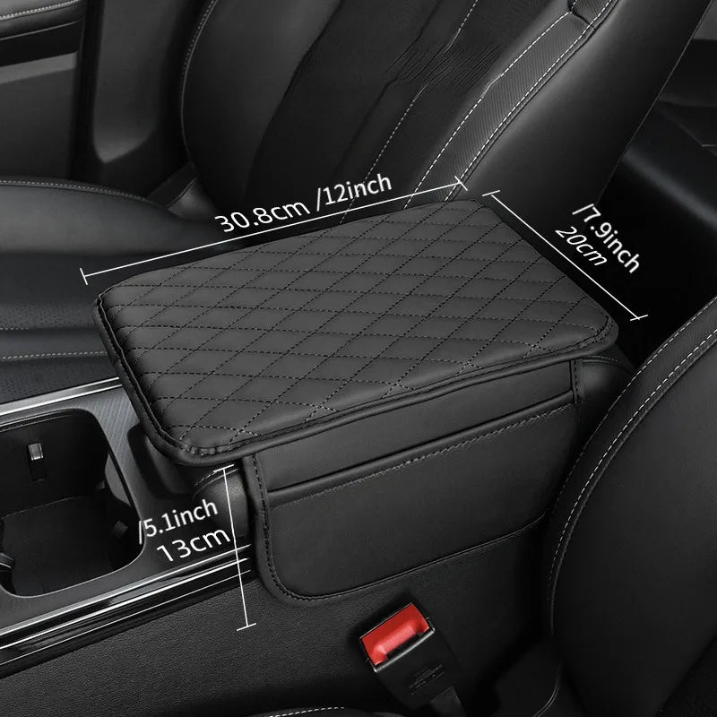 Universal Diamond PU Leather Car Armrest Cover + Side Pockets Car Armrest Cover SWANS