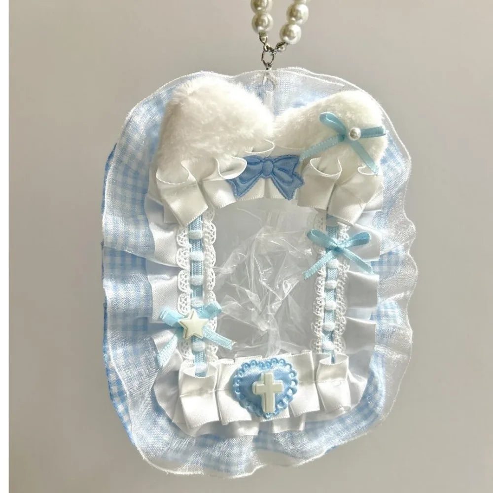 Sweet Plush Photocard Holder Lolita Ribbon Lace Anime Case Photocard Holder SWANS D
