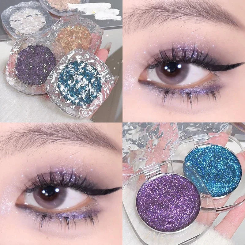 Purple Blue Shimmer Eyeshadow Palette – Glitter Pearl Finish Eyeshadow Palette SWANS