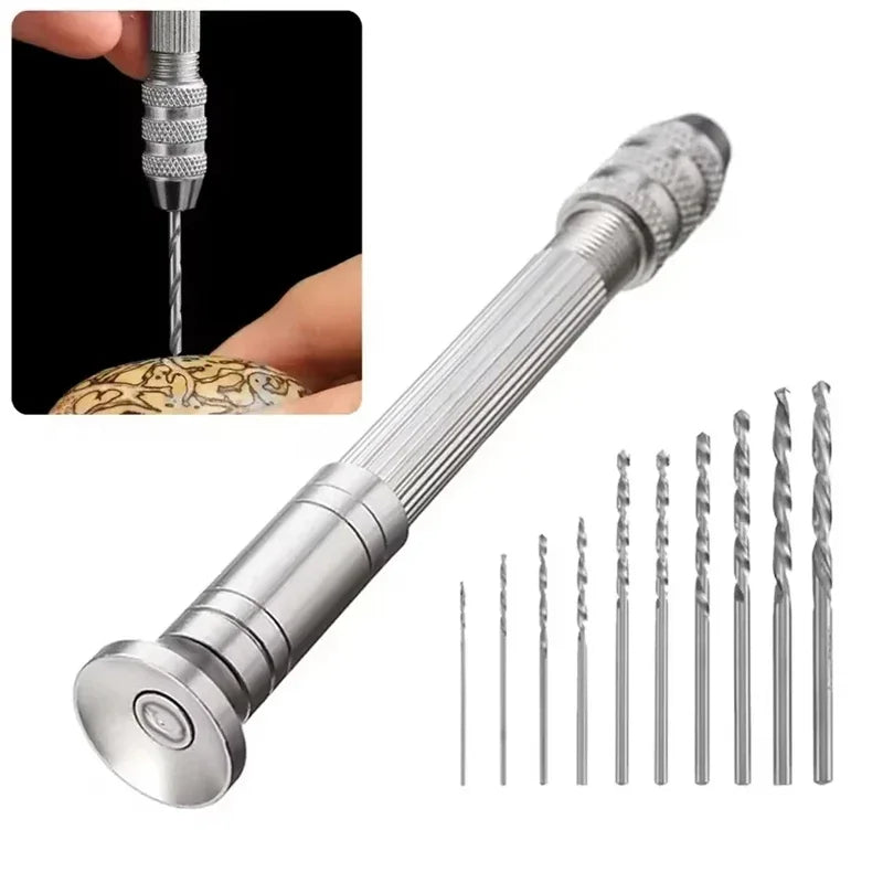 Mini Hand Drill 0.8–3.0mm Pin Vise & Twist Bits for Crafts Manual Pin Vise Drill SWANS