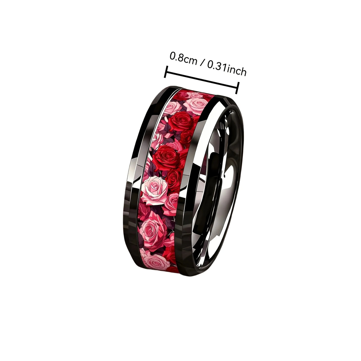 Rose Stainless Steel Ring – Polished Wedding Band Unisex Stainless Steel Ring SWANS
