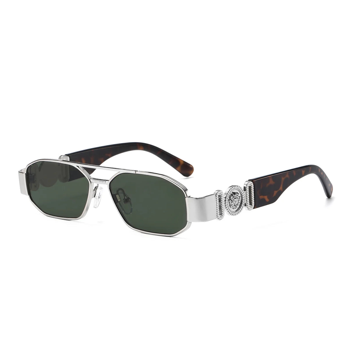 Y2K Steampunk Irregular Sunglasses Double Bridge Unisex Steampunk Sunglasses SWANS Silver G15 As the picture