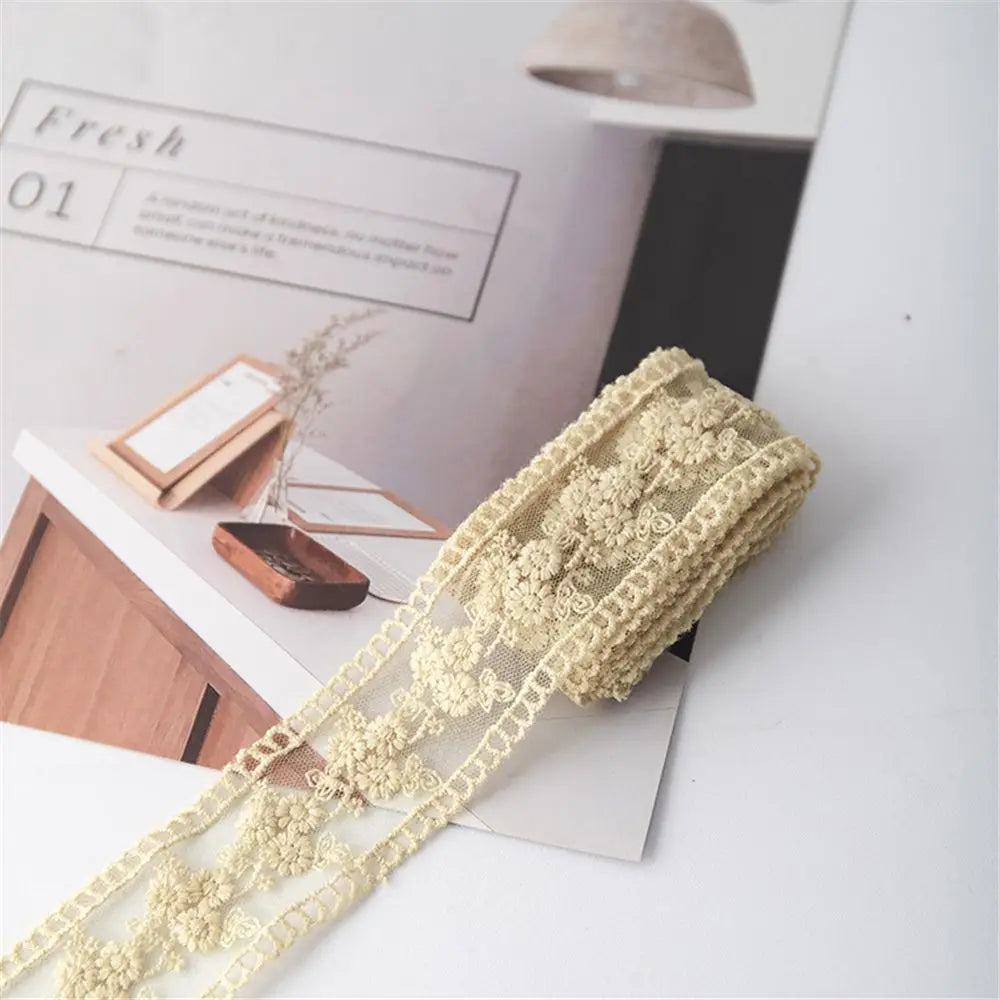 Embroidered Net Lace Ribbon Trim 4cm x 1m – DIY Sewing Lace Ribbon Trim SWANS yellow
