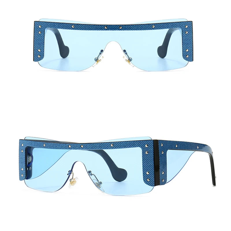 Y2K Rimless Rivet Sunglasses – Unisex Punk Vintage Shades Fashion Sunglasses SWANS