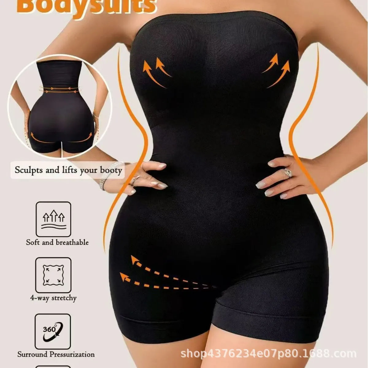 Women's Full Body Shaper Bodysuit – Tummy Control Shapewear Body Shaper Bodysuit SWANS 1pcs Black S