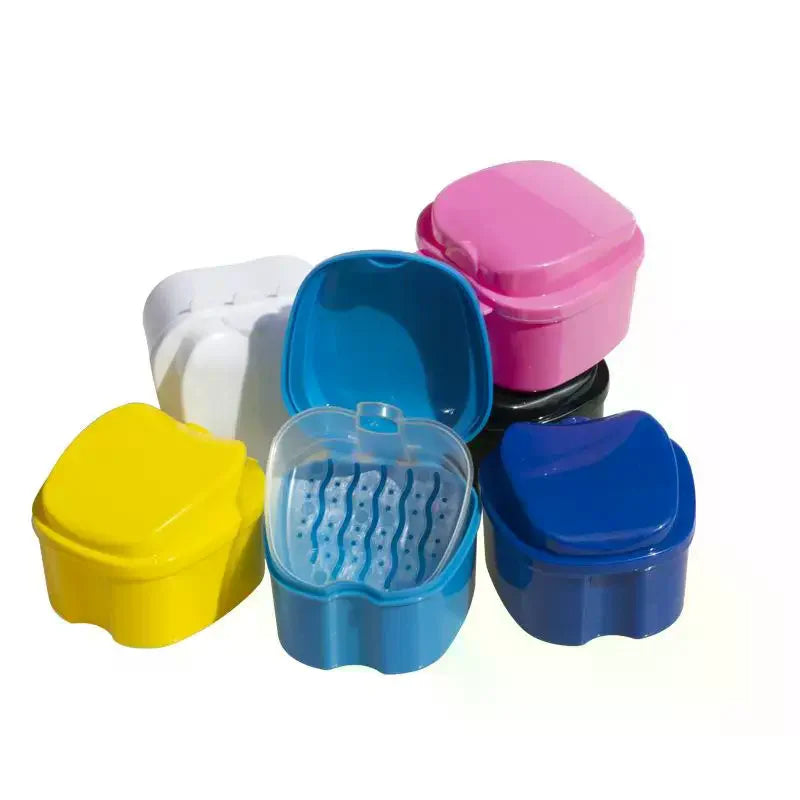 Denture Bath Box – Dental Storage & Cleaning Case with Drain Tray Denture Storage Case SWANS