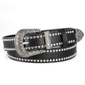 Punk Rivet PU Leather Belt – Vintage Carved Buckle Y2K Unisex PU Leather Belt SWANS black 105cm