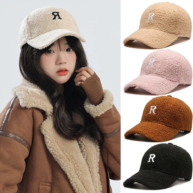 Women's Winter Plush Fleece Baseball Cap – Unisex Duck Bill Hat Fleece Baseball Cap SWANS