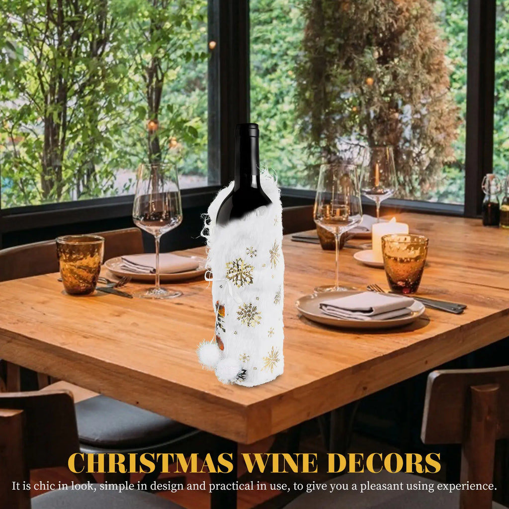 2-Pack Golden Snowflake Wine Bottle Covers – Christmas Sleeves Wine Bottle Cover SWANS