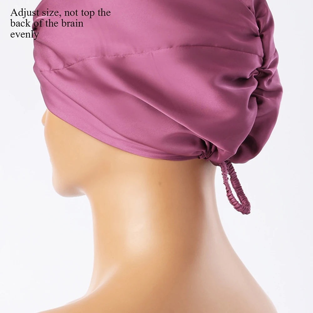 Adjustable Satin Sleep Hair Bonnet – Double Layer Night Cap Satin Sleep Bonnet SWANS