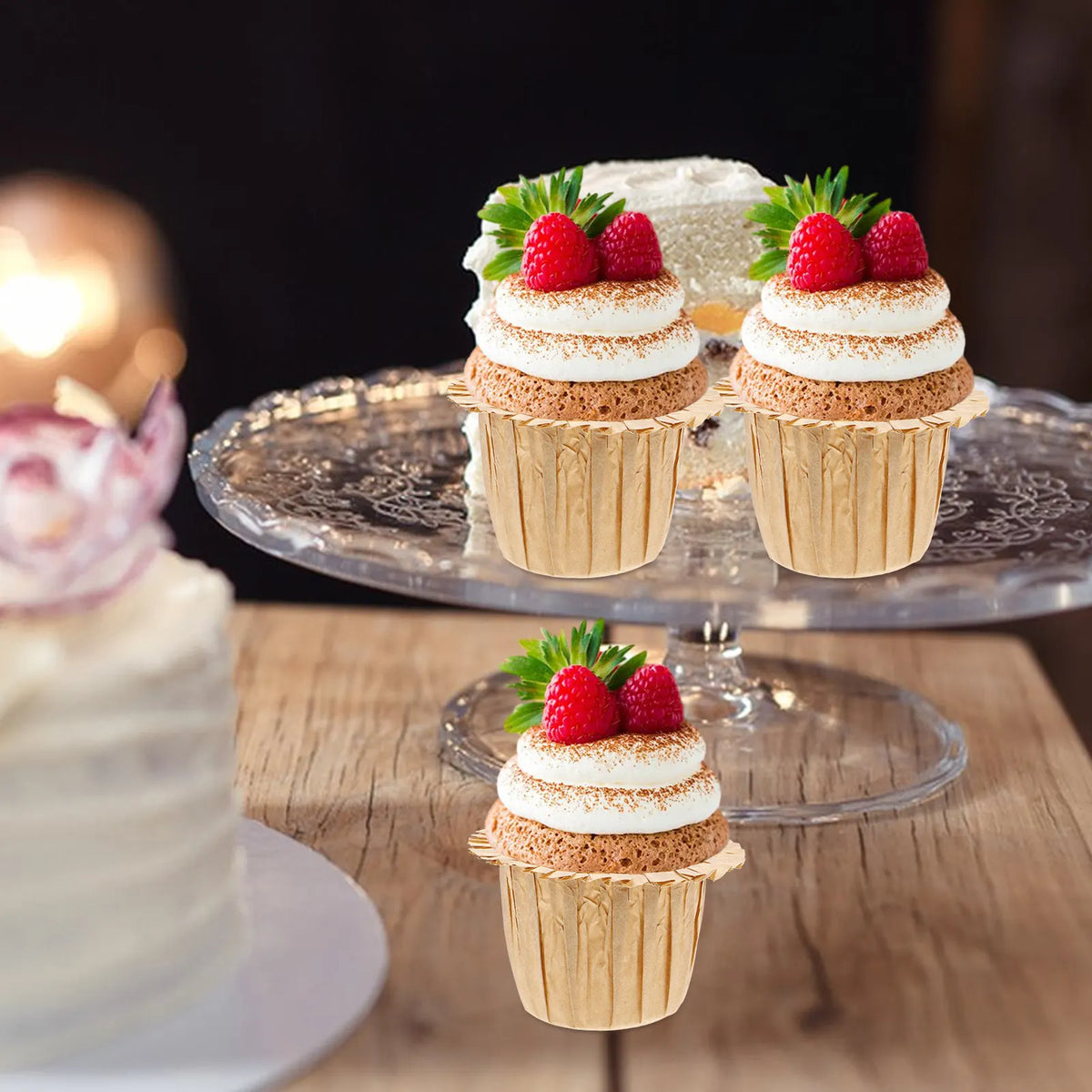 30-Pack Golden Cupcake Liners – Elegant Paper Baking Cups Cupcake Liners SWANS