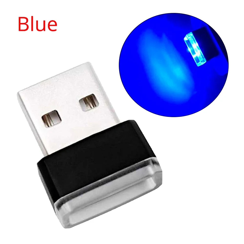 HVIERO USB LED Car Atmosphere Light – Neon Plug & Play 5V Car Atmosphere Light SWANS Blue