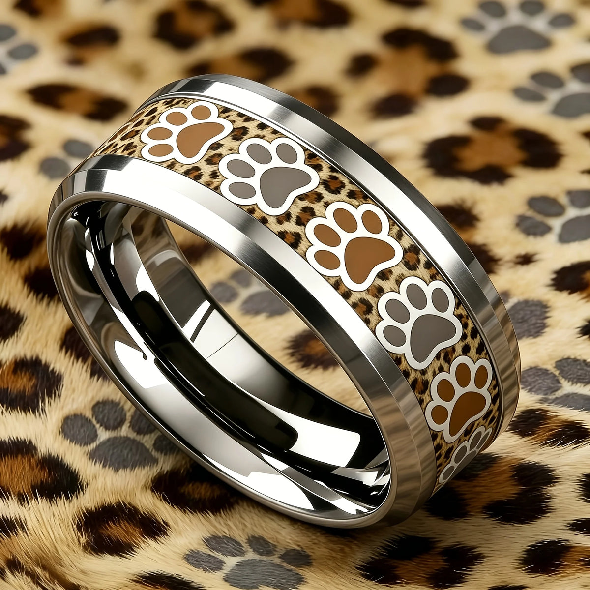 Unisex Dog Paw Stainless Steel Ring – Polished Fashion Band Fashion Ring SWANS