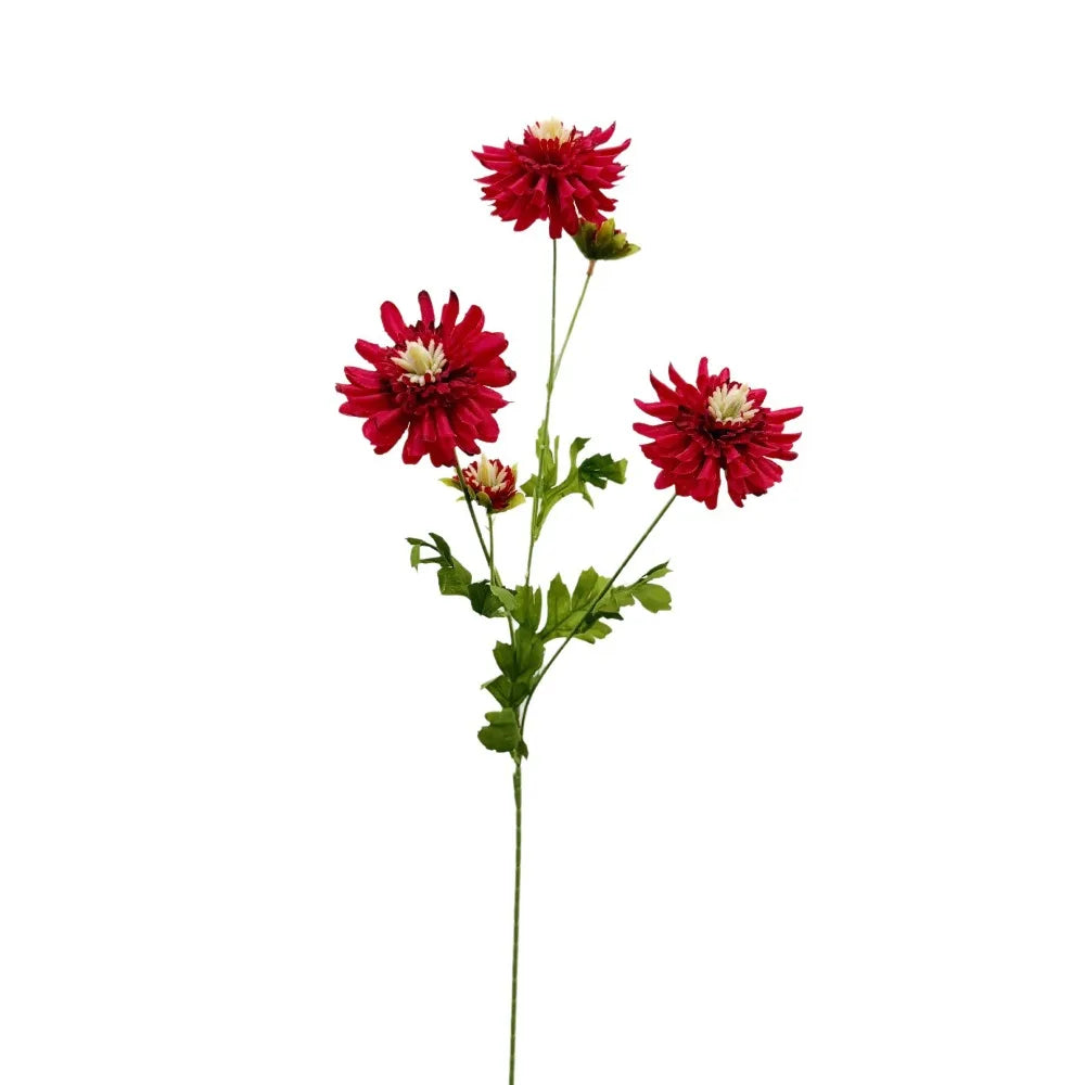 Yellow Artificial Chrysanthemum Stem – Faux Floral Décor 80cm Artificial Flower Stem SWANS Red
