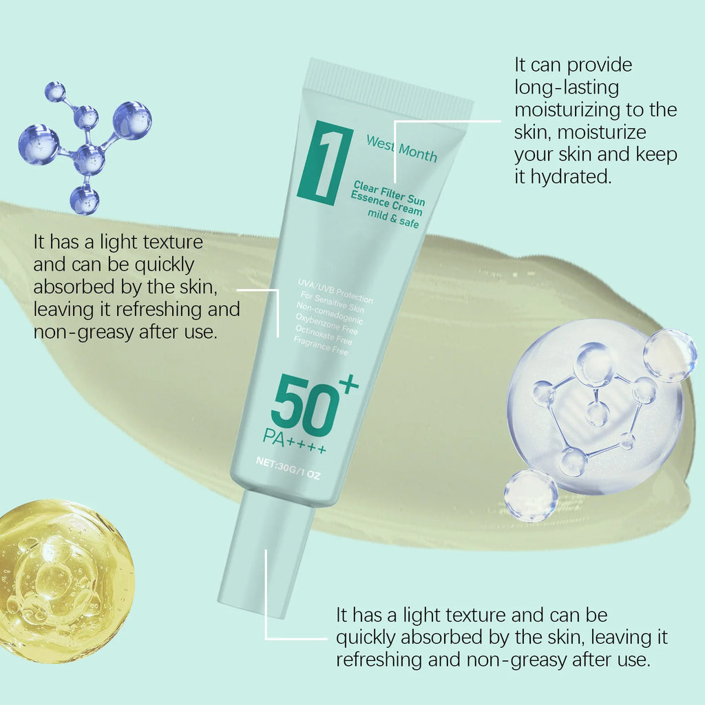 WEST MONTH SPF50 Sunscreen – Broad Spectrum UV Defense Cream Sunscreen Cream SWANS