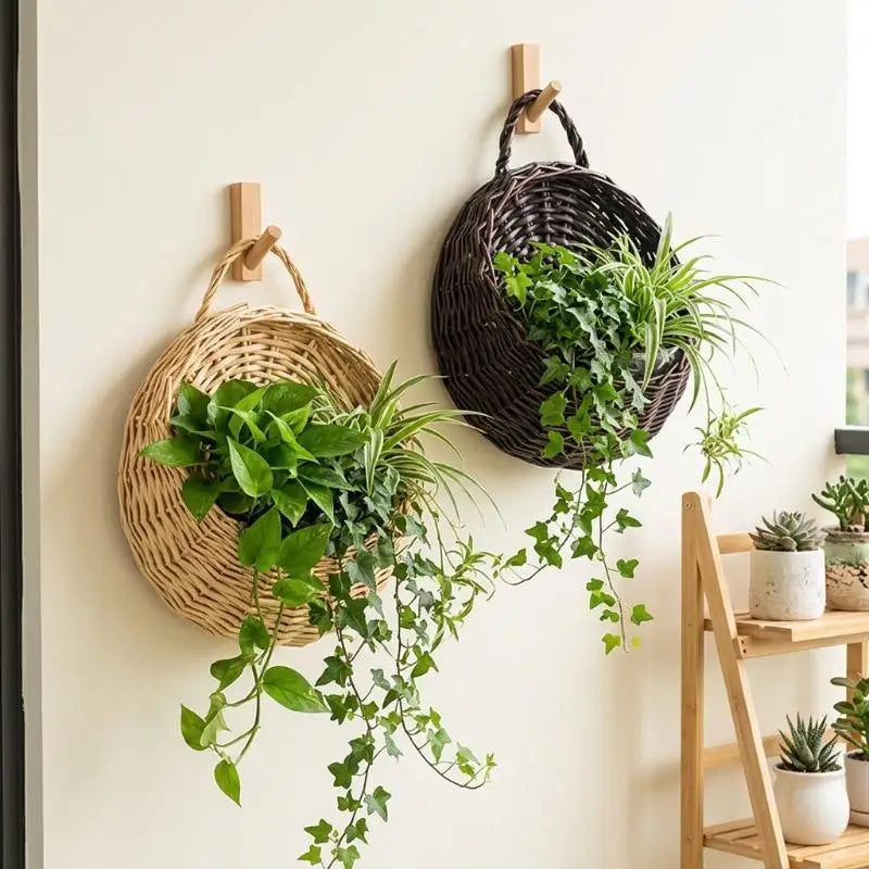 Handwoven Willow Wall Hanging Planter Basket – Boho Décor Wall Hanging Planter SWANS
