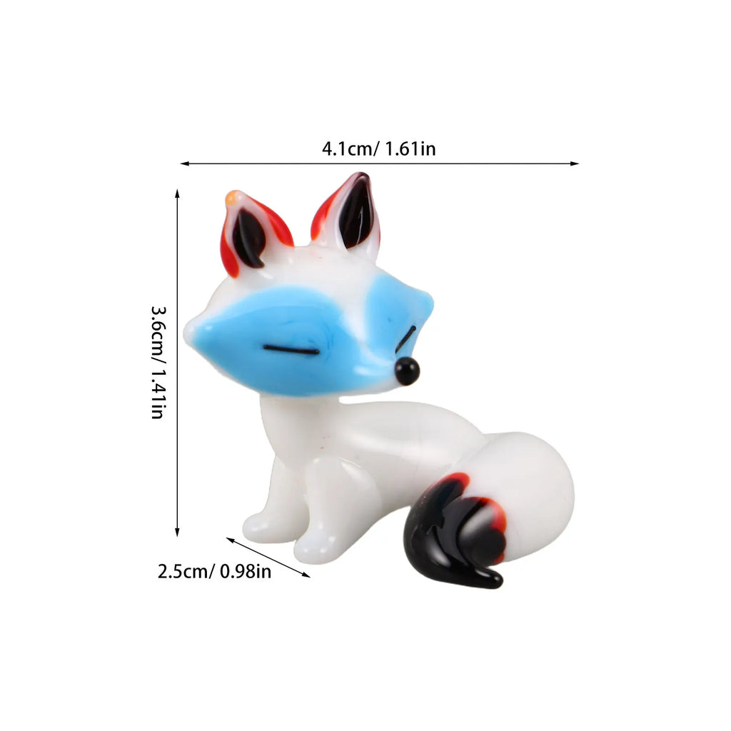 2-Pack Glass Fox Figurines – Handcrafted Cartoon Sculpture Decor Glass Animal Figurine SWANS