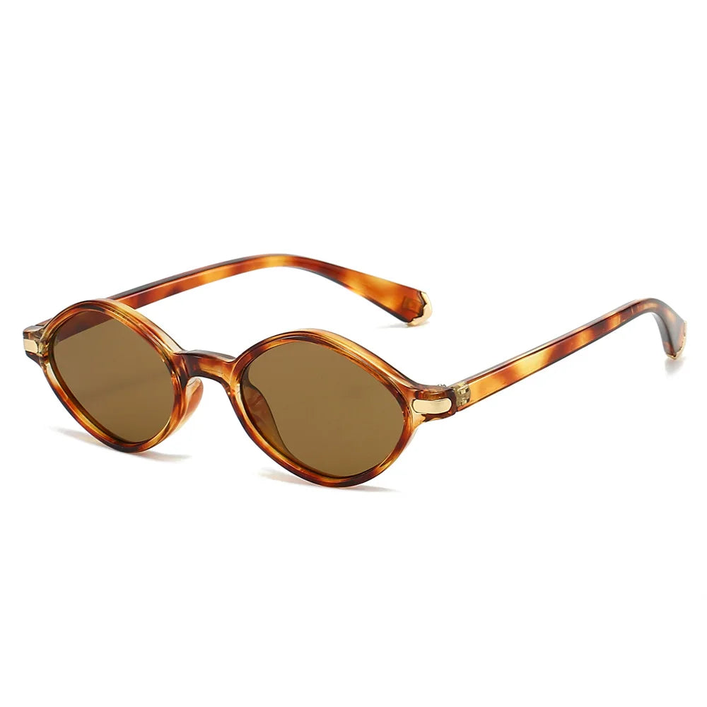 Y2K Vintage Rhombus Sunglasses UV400 Punk Small Frame Fashion Sunglasses SWANS Leopard Tea