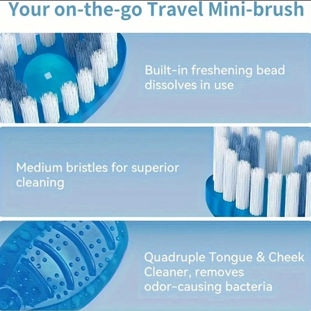 SWANS Mint Bead Travel Toothbrush – 5-in-1 Mini Brush Travel Toothbrush SWANS
