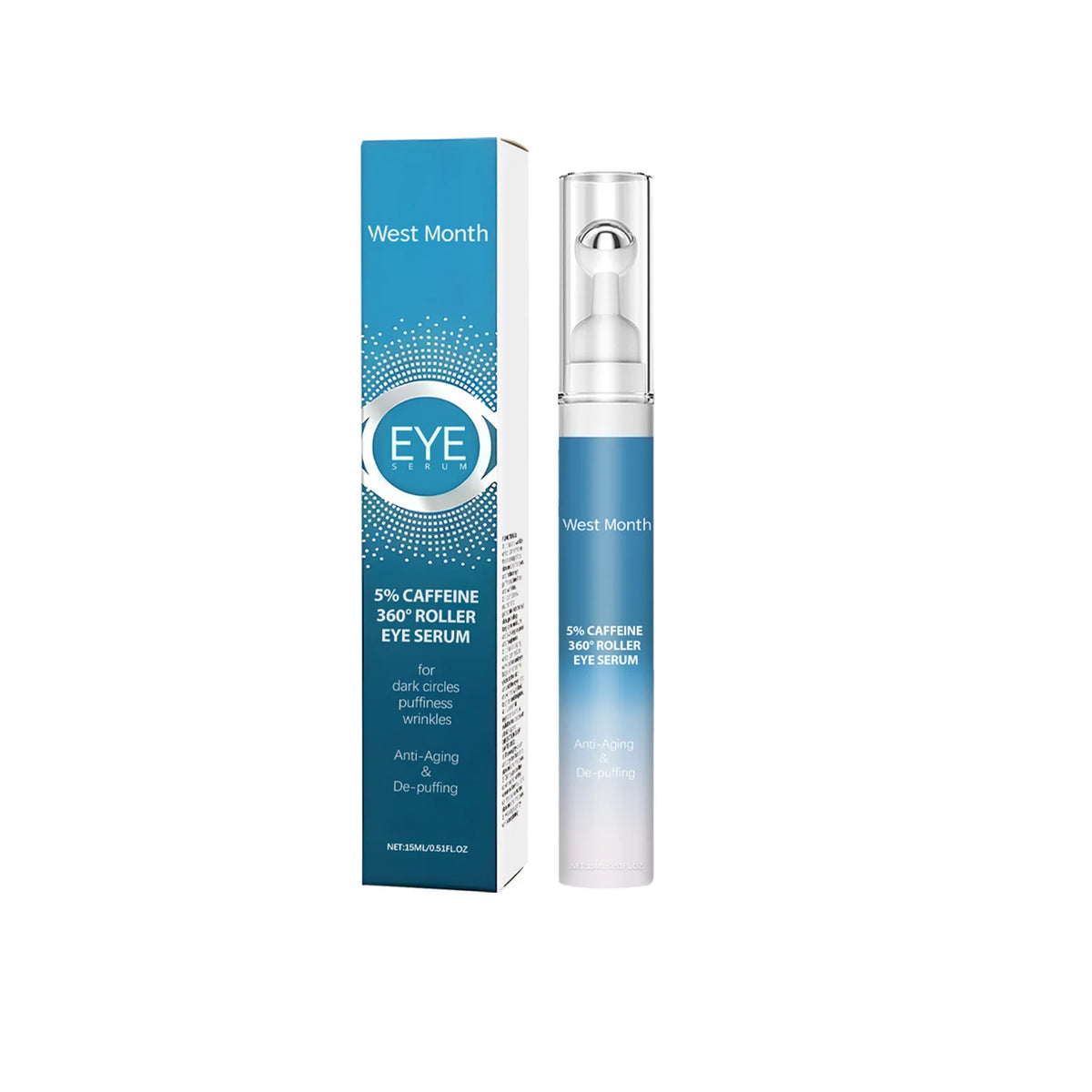 West&Month Eye Serum Roller Ball – Korean Skincare 15/30ml Eye Serum Roller SWANS 15ml boxed