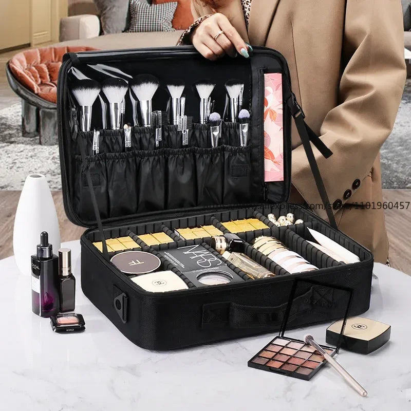 Women Travel Makeup Train Case with Adjustable Dividers Makeup Train Case SWANS