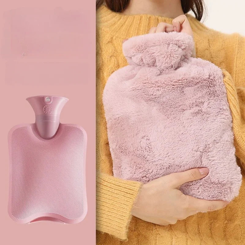 SWANS Faux Rabbit Fur Hot Water Bottle – Leak-Proof Warmer Hot Water Bottle SWANS