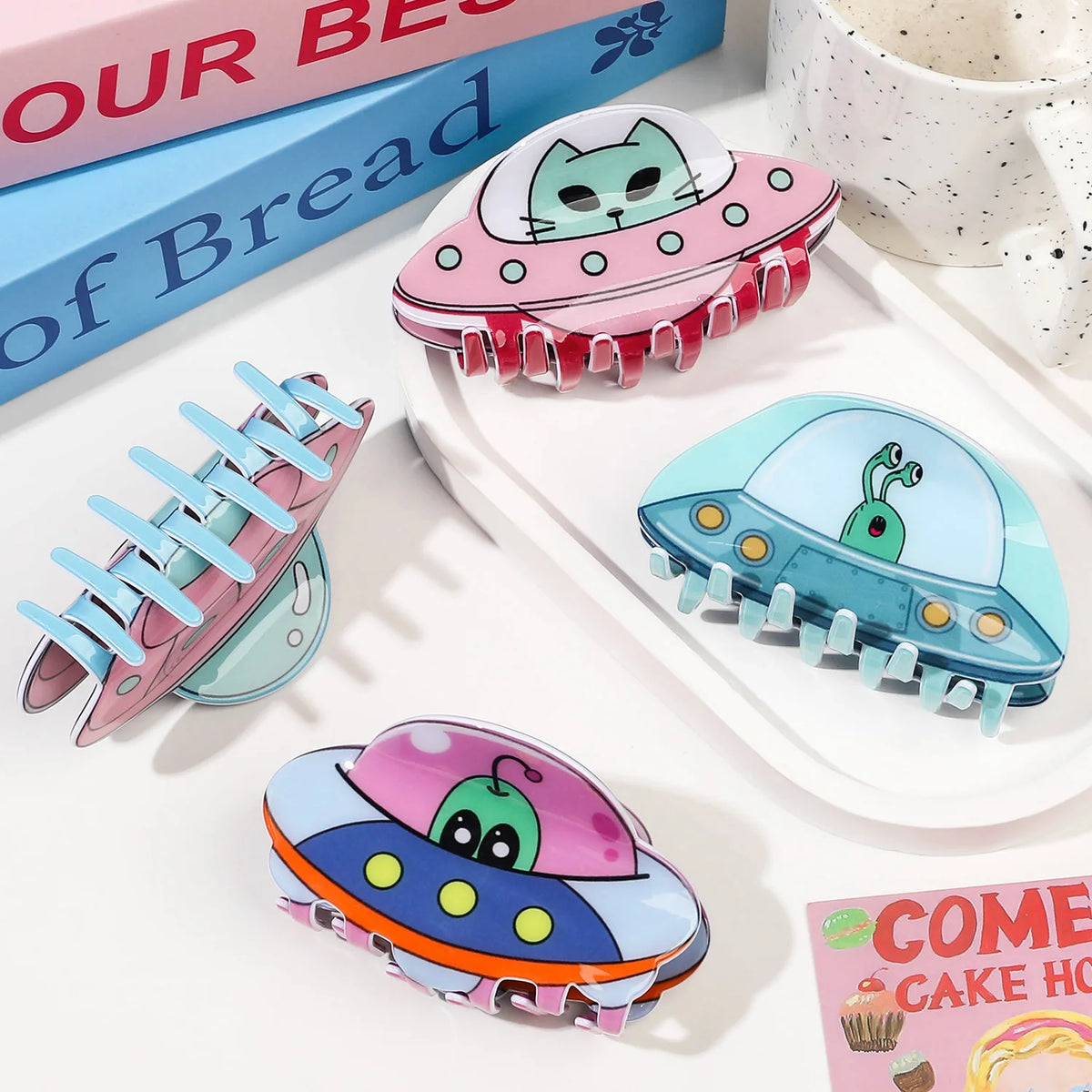 Cartoon Alien Spaceship Hair Claw Clip for Women & Girls Hair Claw Clip SWANS
