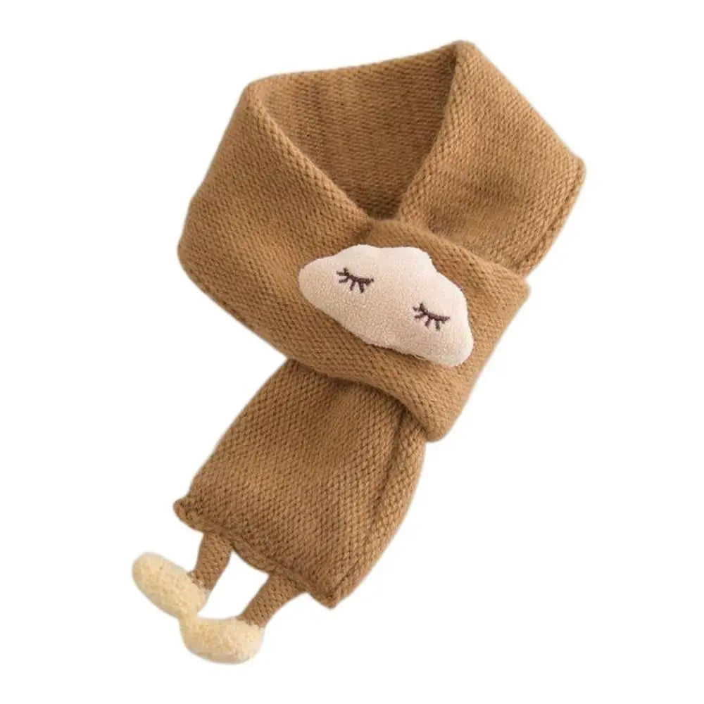 Korean Knit Baby Scarf – Cartoon Cloud Toddler Neck Wrap Baby Knit Scarf SWANS khaki -