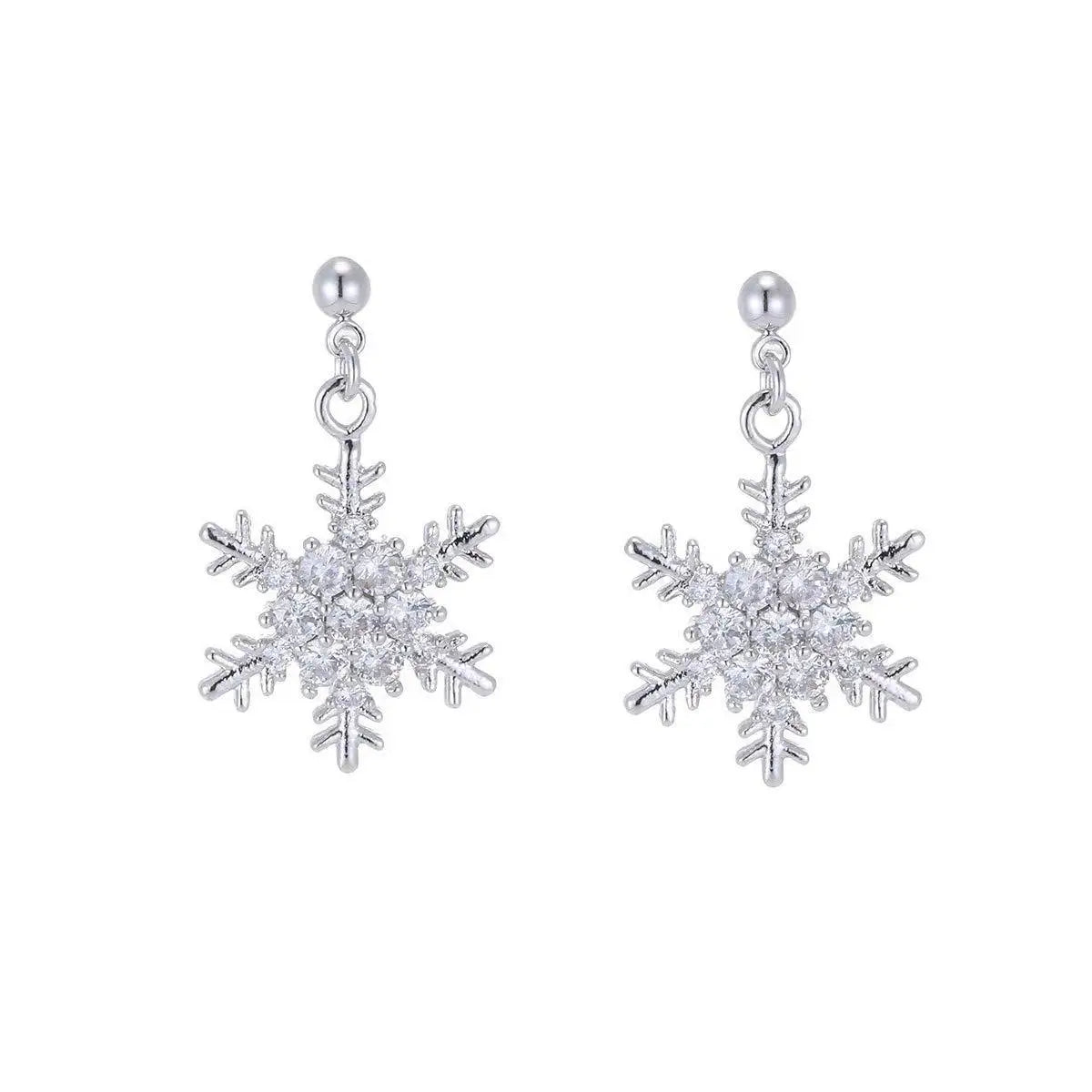 Snowflake Drop Earrings – Pearl Chain & Rhinestone Pendant Drop Earrings SWANS H