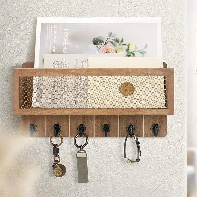 SWANS Wall-Mounted Wood Key & Mail Organizer Rack Key & Mail Organizer SWANS