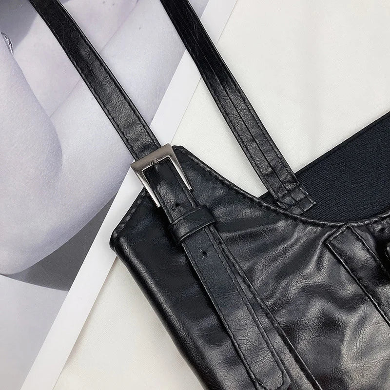 Women's Wide PU Leather Corset Belt – Punk Gothic Waistband Corset Waist Belt SWANS