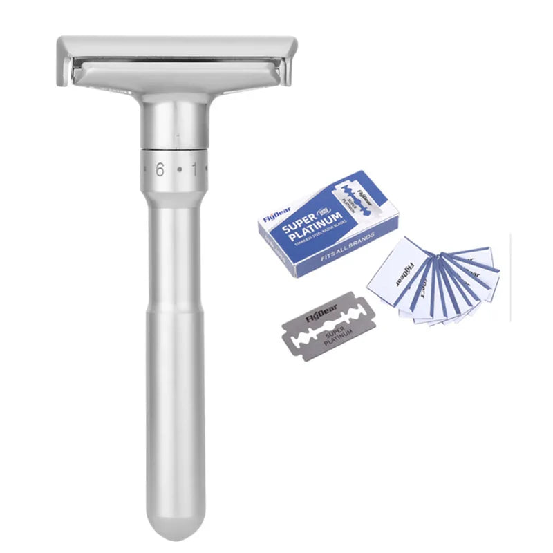 YUNCHI Men's Adjustable Safety Razor – 8-Speed Stainless Steel Adjustable Safety Razor SWANS 1 razor 10 blades