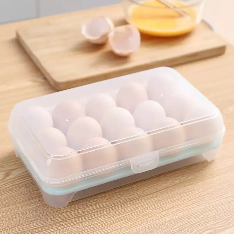 SWANS 15-Grid Stackable Transparent Egg Holder for Fridge Egg Storage Tray SWANS BLUE